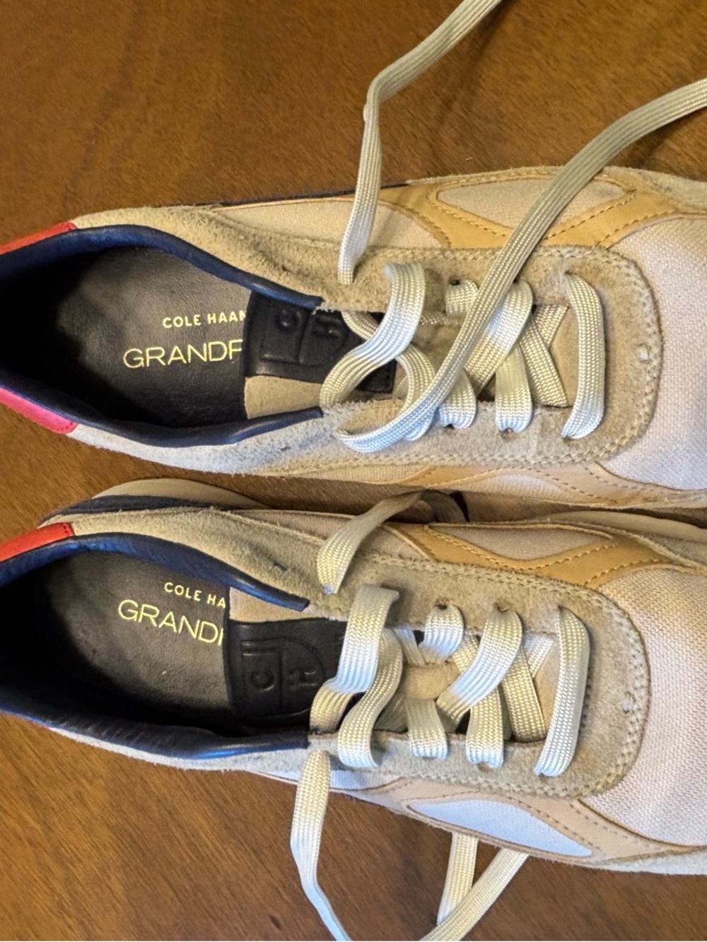 Cole Haan Men's Beige and Navy GrandPrø Lace-Up Sneakers